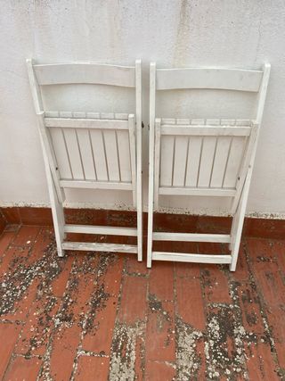 3 sillas plegables madera blanca