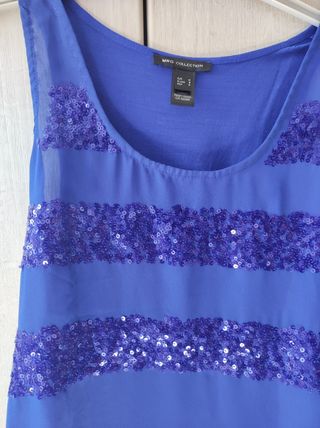 Camisa con lentejuelas sin manga de mango