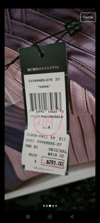 Vestido bustier BCBGMAXAZRIA XS-S