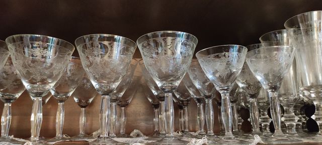 Servizio bicchieri cristallo lavorato fine anni 60