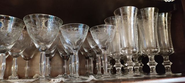 Servizio bicchieri cristallo lavorato fine anni 60