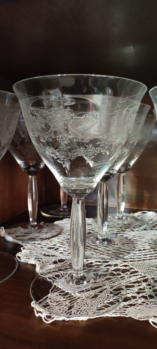 Servizio bicchieri cristallo lavorato fine anni 60