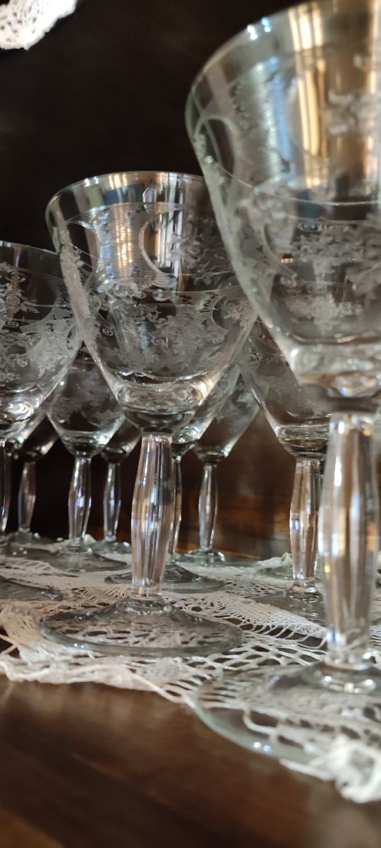 Servizio bicchieri cristallo lavorato fine anni 60
