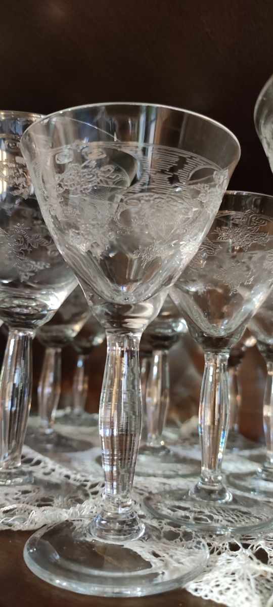 Servizio bicchieri cristallo lavorato fine anni 60