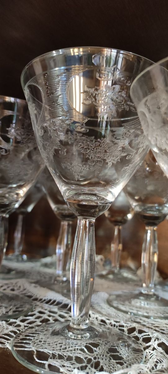 Servizio bicchieri cristallo lavorato fine anni 60