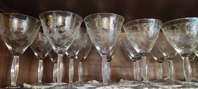 Servizio bicchieri cristallo lavorato fine anni 60