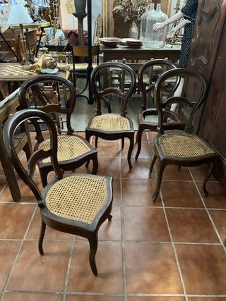 silla isabelina de caoba con rejilla, precio ud.