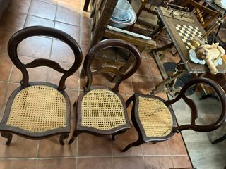 silla isabelina de caoba con rejilla, precio ud.