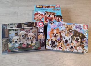 Lote 2 puzzles 500 pc + juego "¡Qué narices!"