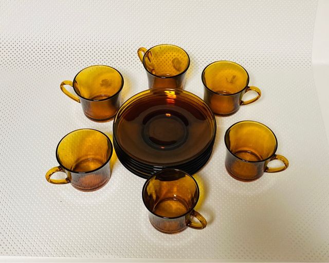 Juego café 6 servicios. Ambar. Vintage.
