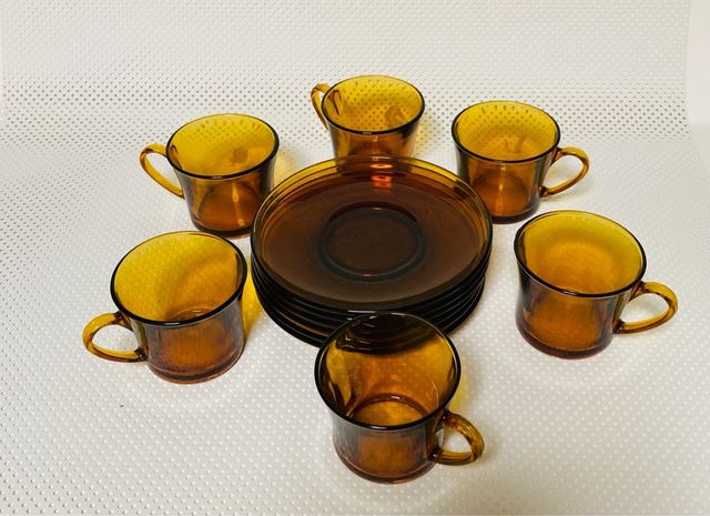 Juego café 6 servicios. Ambar. Vintage.