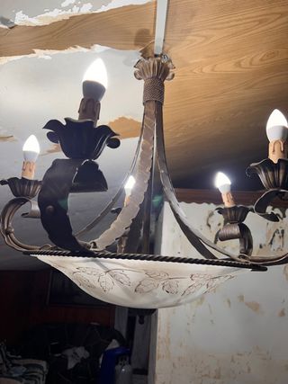 lampadario-candelabro ferro battutto artigianale