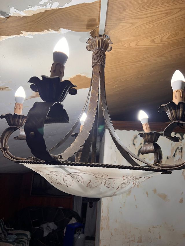 lampadario-candelabro ferro battutto artigianale