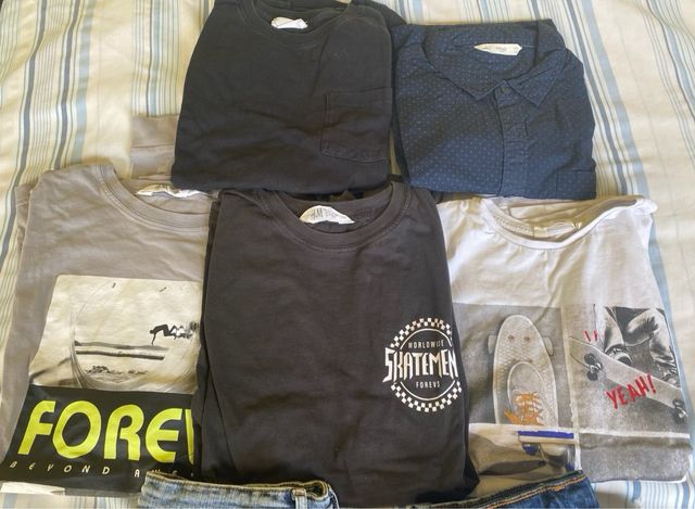 Lote 2 pantalones vaqueros, 1 camisa y 4 camisetas