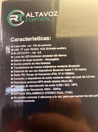 Altavoz portátil RT.