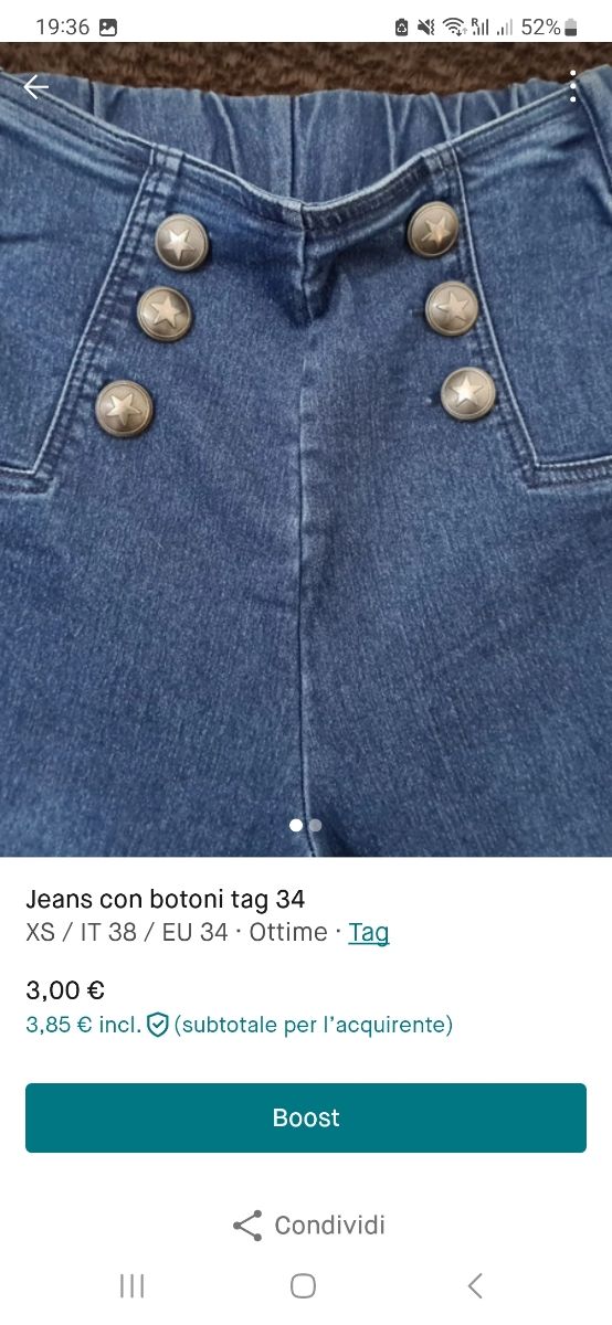 Jeans con botoni tag 34