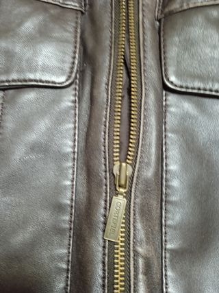 Cazadora piel marrón Cortefiel