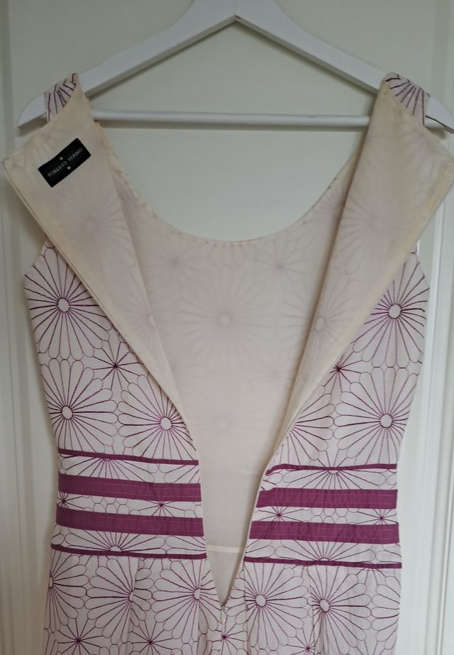 VESTIDO ROBERTO VERINO CRUDO BORDADO FLORES LILA