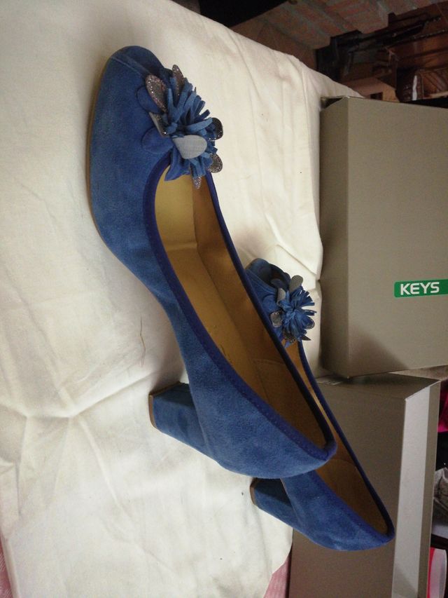 Scarpe pelle color avio