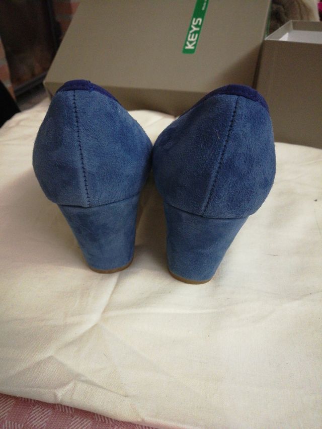 Scarpe pelle color avio