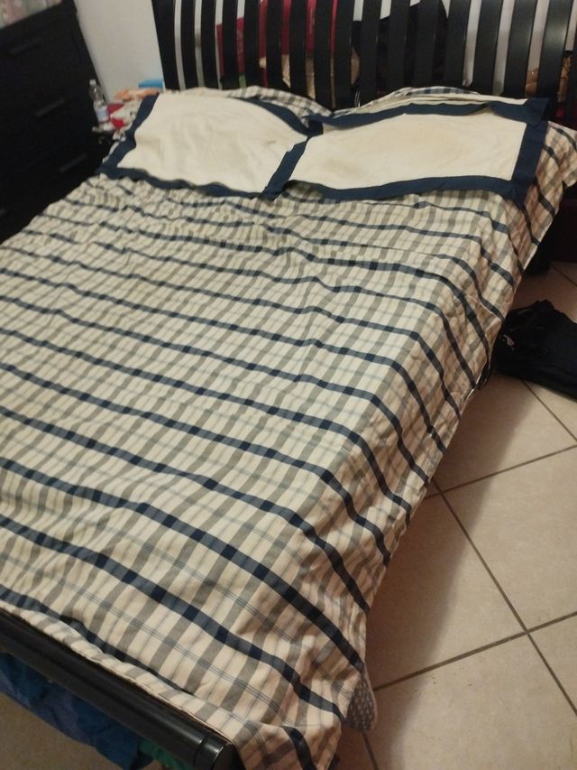 Contenitore piumino a quadri Blue matrimoniale