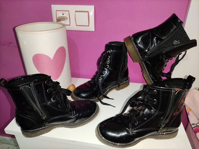 Botas militares Niña charol negro Lefties N° 31