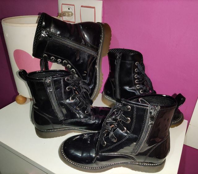 Botas militares Niña charol negro Lefties N° 31