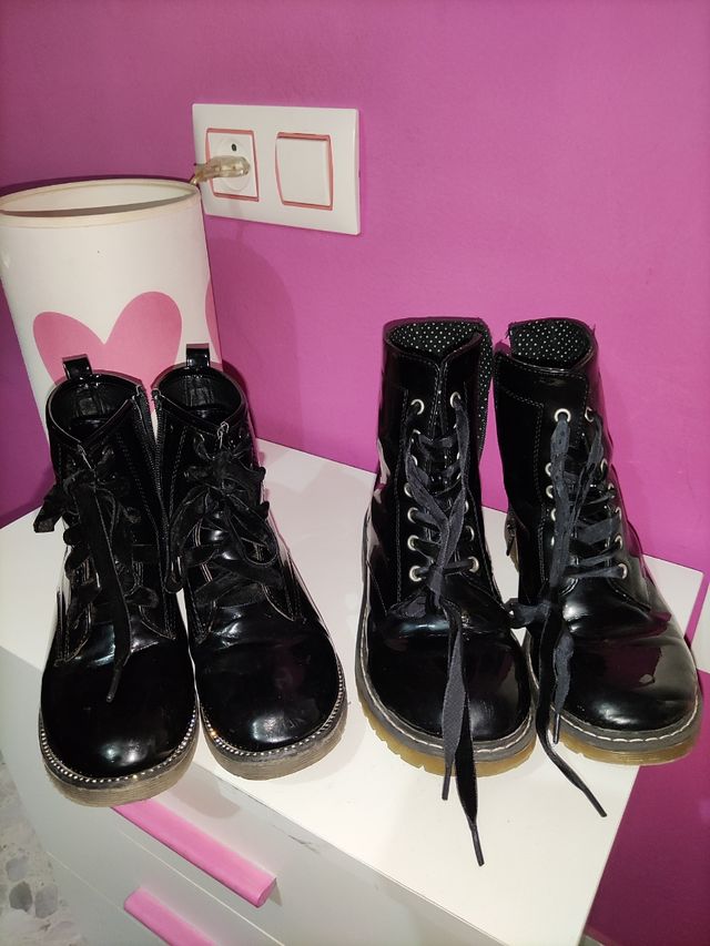 Botas militares Niña charol negro Lefties N° 31