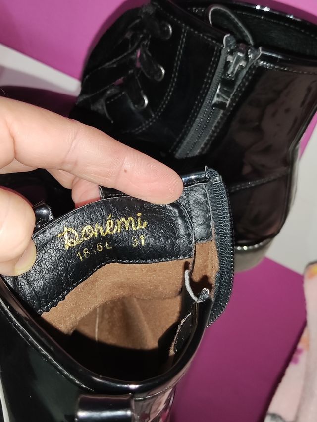 Botas militares Niña charol negro Lefties N° 31