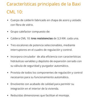 Caldera eléctrica Baxi Roca
