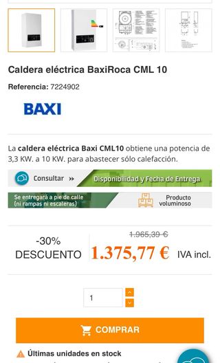 Caldera eléctrica Baxi Roca