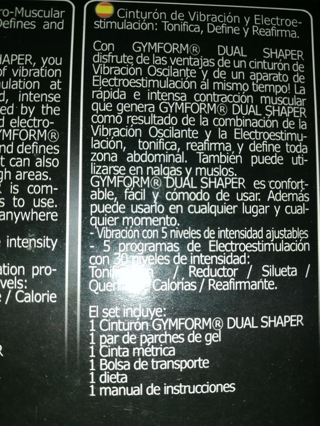 Cinturón electroestimulación y vibración.