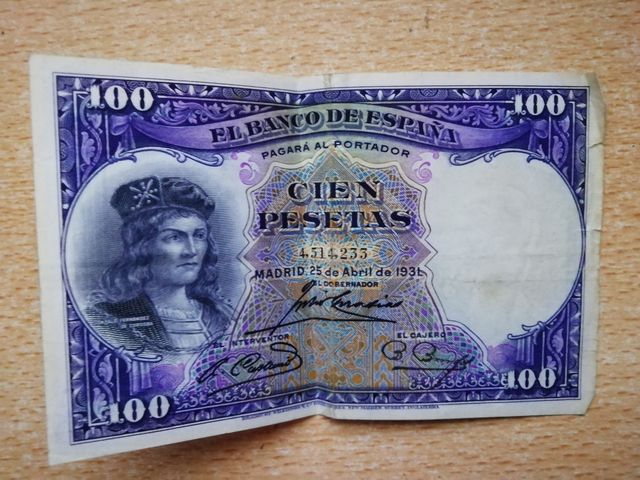 Billetes de 500 pesetas y de 100 pe, 1928