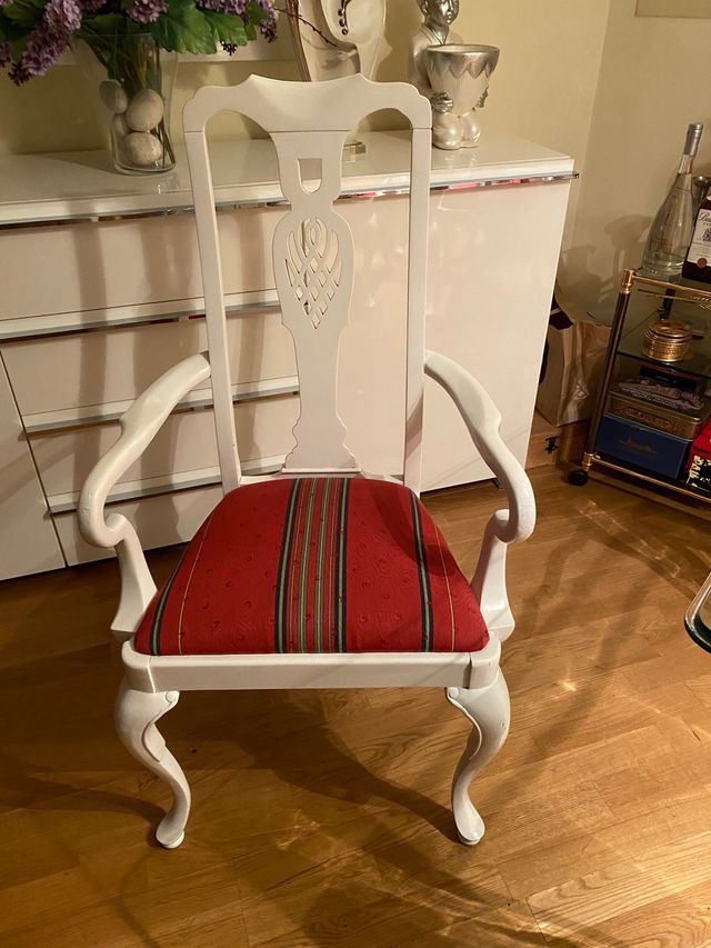 sillas comedor lacadas blanco tapizadas rojo