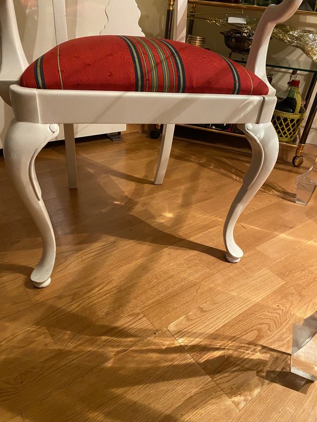sillas comedor lacadas blanco tapizadas rojo