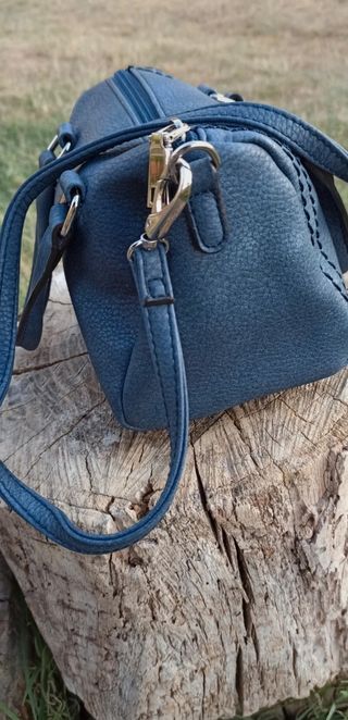 Bolso tote azul grisáceo efecto cuero