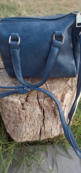 Bolso tote azul grisáceo efecto cuero