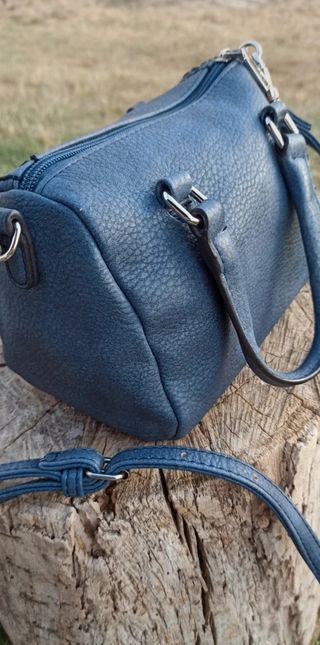Bolso tote azul grisáceo efecto cuero