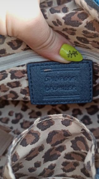 Bolso tote azul grisáceo efecto cuero