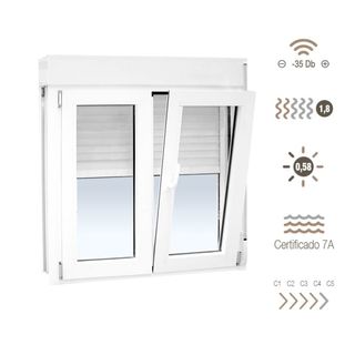 Ventana aluminio corredera persiana y mosquitera 116x120 cm, Brico Depôt