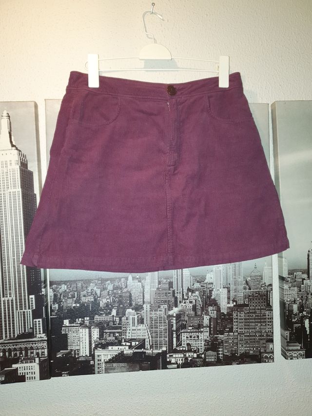 minifalda granate de pana L de Z.ara