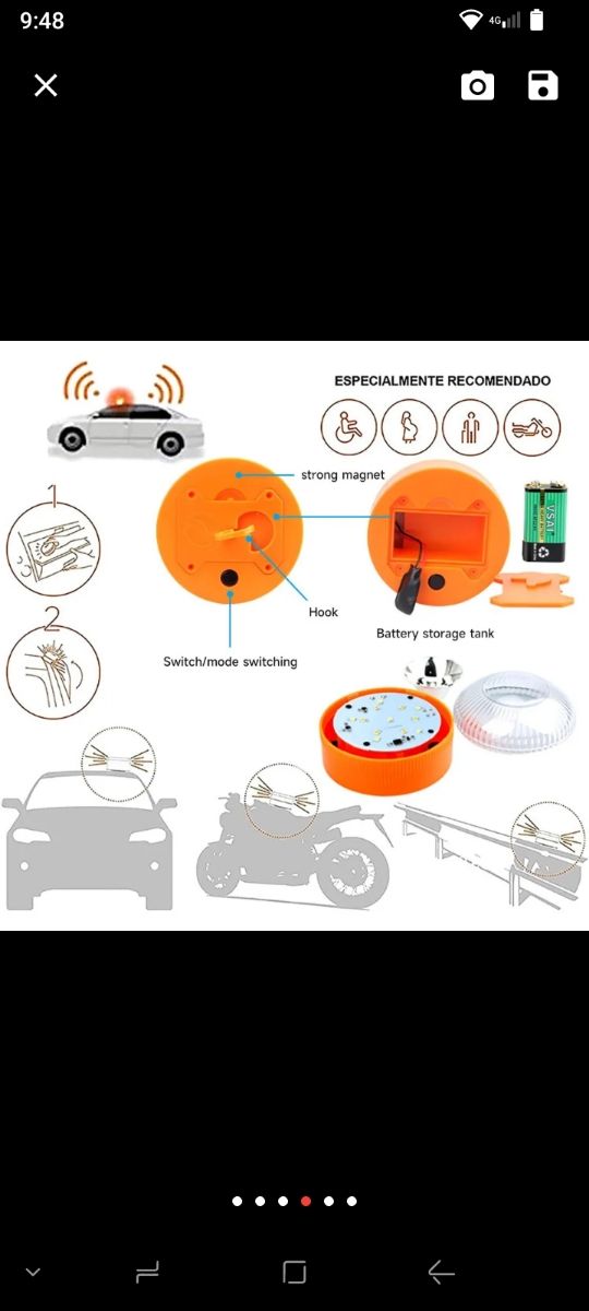 Luz emergencia vehículo averiado 