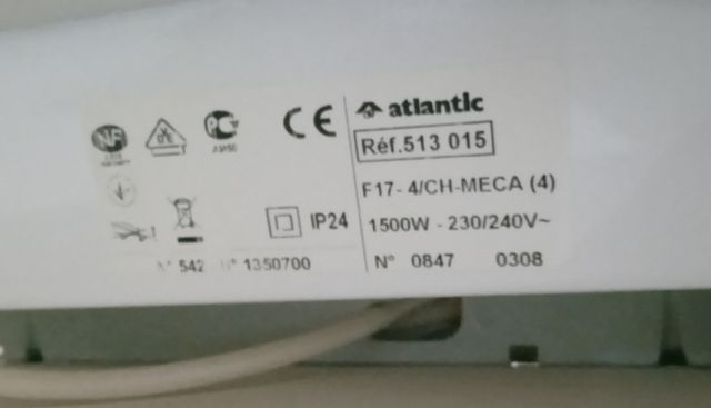 Radiador calefactor eléctrico de pared