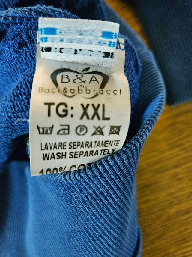 Felpa cotone baci&abbracci XL azzurra