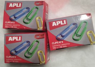 Lote 3 cajas clips de colores