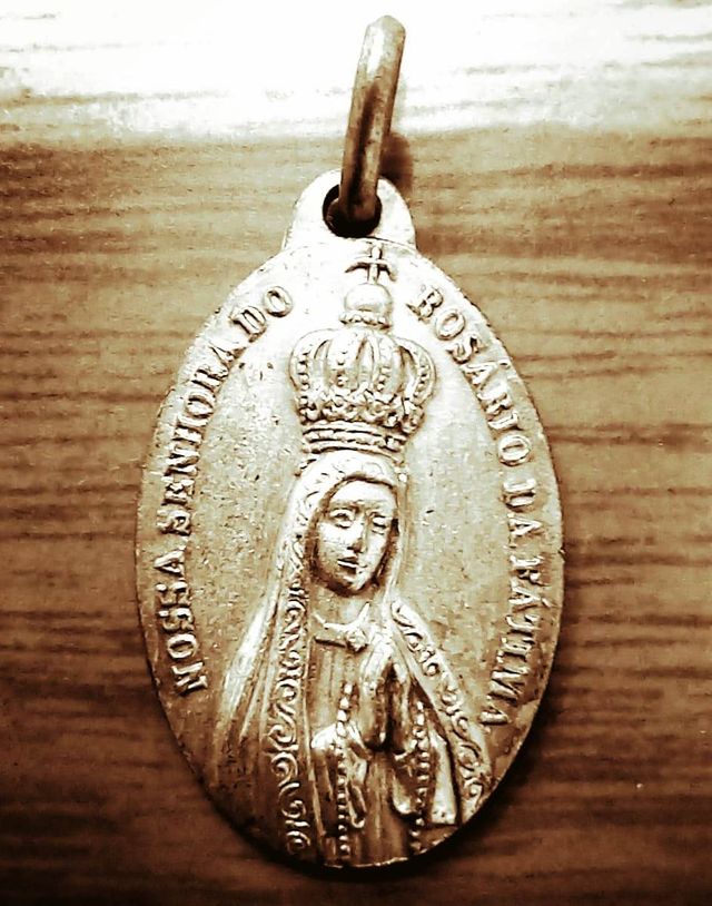 medalla plata oval virgen del rosario de fatima
