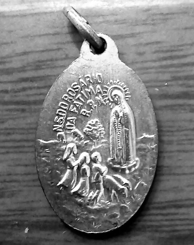 medalla plata oval virgen del rosario de fatima