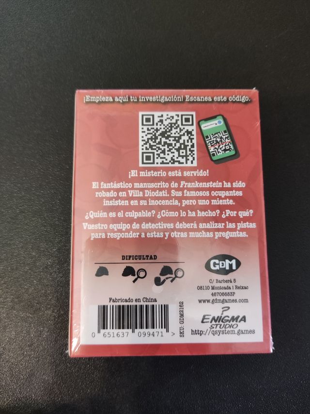 Juego de cartas Sherlock villa Diodati