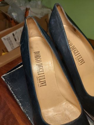 Décolleté scarpe pelle nera tacco 9 tg. 39