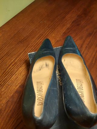 Décolleté scarpe pelle nera tacco 9 tg. 39